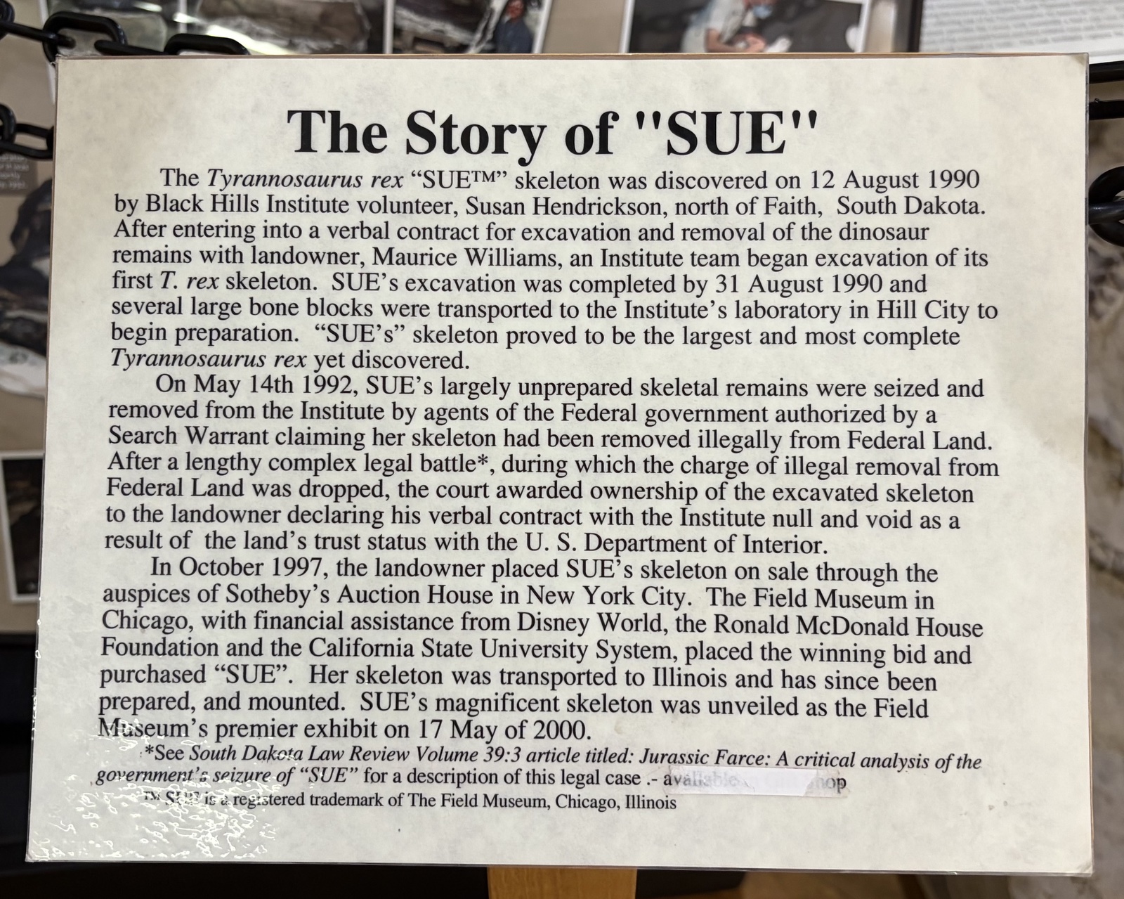 story of Sue the T Rx